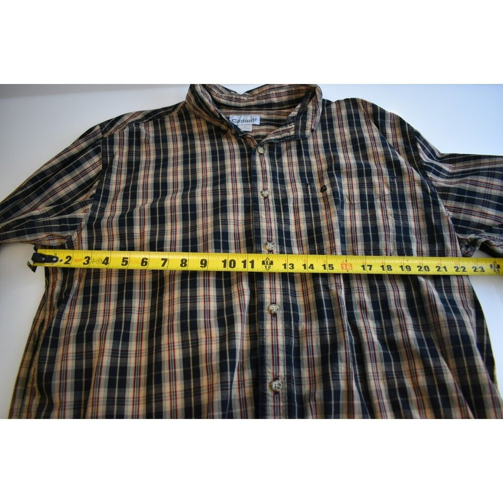 Carhartt XL Plaid Button Down Shirt Flannel Mens 100% Cotton Pocket Long Sleeve - Picture 4 of 7